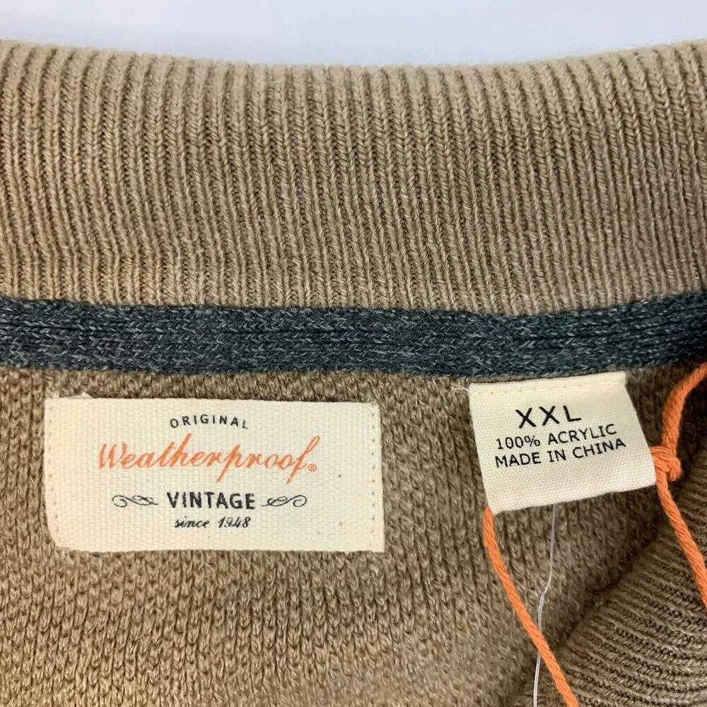 Original‎ Weatherproof Sweater Mens XXL Stone Beige Acrylic Quarter Zip Pullover